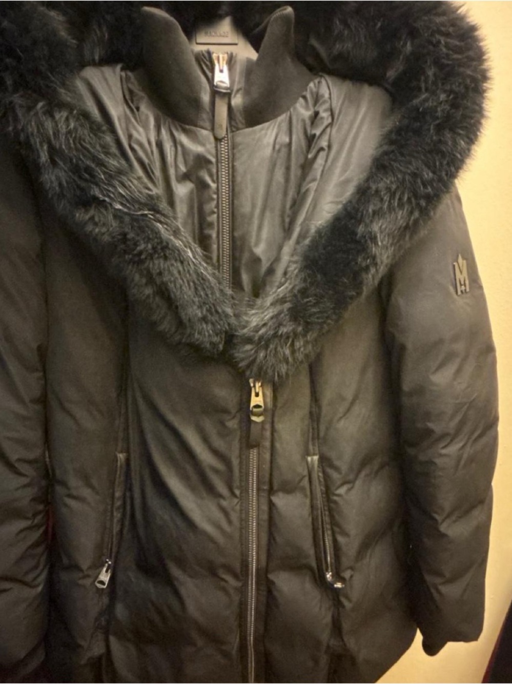 Mackage Black Faux-Fur Trim Puffer Jacket